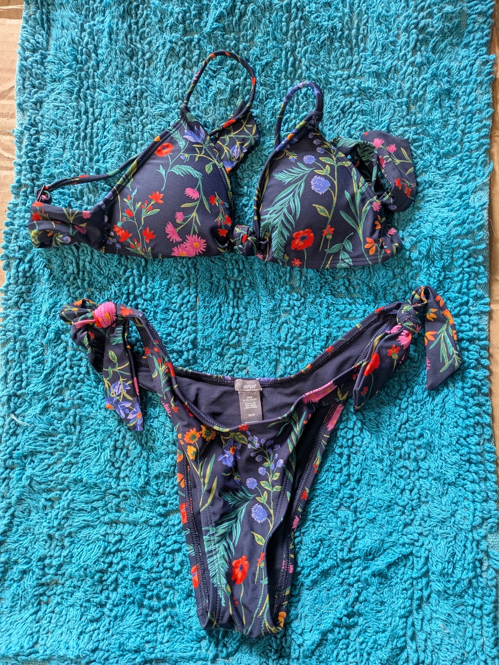 Aerie Floral Tie Back Bikini And High Cut Bottoms
